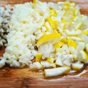 garlic, ginger, lemon - minced